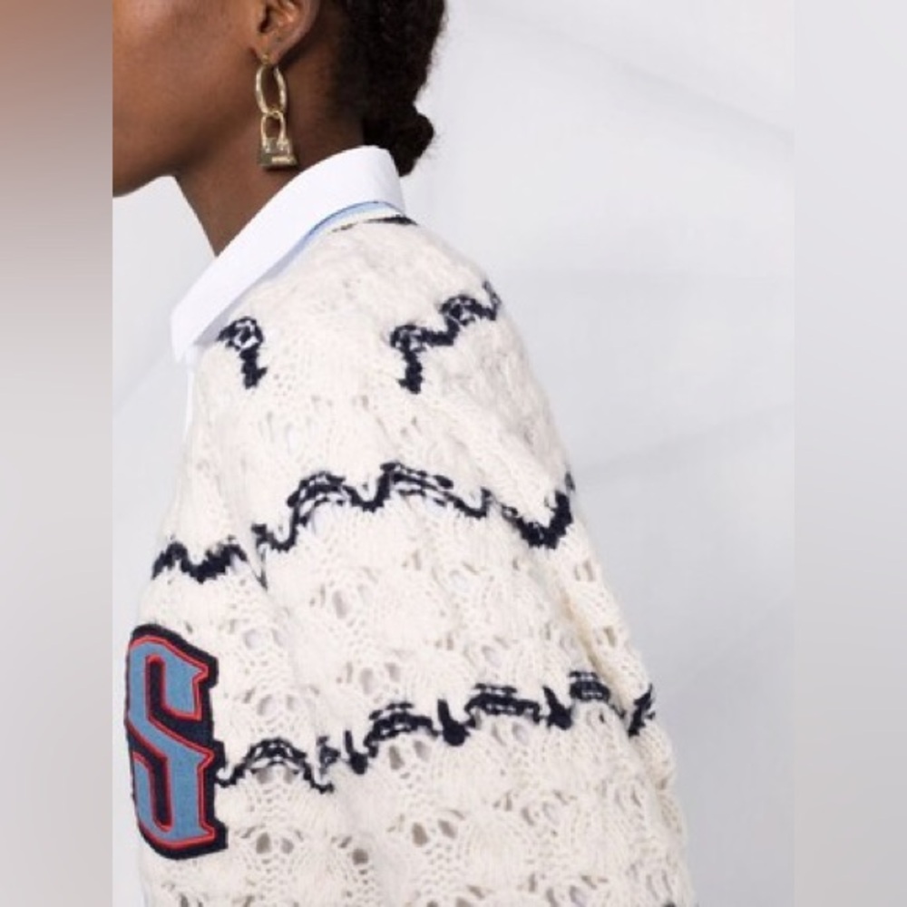 Sandro Ludvik Crocheted Logo Patch Women’s Cardigan Sweater size Large - Picture 4 of 15
